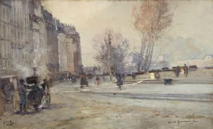 Le Quai des Grands Augustins by Eugene Louis Gillot Oil Painting