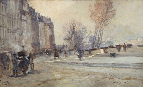 Main Product Photo of Le Quai des Grands Augustins  Painting by Eugene Louis Gillot