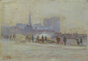 Notre-Dame, vue du quai de l'Hotel-de-Ville by Eugene Louis Gillot Oil Painting