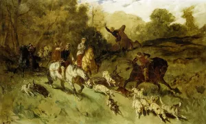 Marie Stuart at the Hunt by Eugene Louis Lami - Oil Painting Reproduction