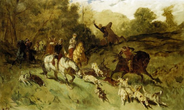 Marie Stuart at the Hunt by Eugene Louis Lami - Hand-Painted Oil Painting Reproduction