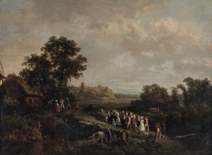 Une noce en procession by Eugene Louis Vasselin Oil Painting