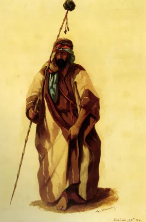 A Man From Bagdad by Eugene Napoleon Flandin - Oil Painting Reproduction