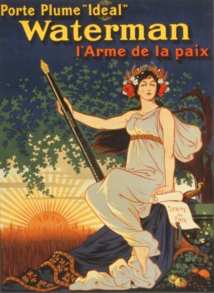 Porte plume 'Ideal' Waterman l'arme de la paix  by Eugene Oge - Hand-Painted Oil Painting Reproduction