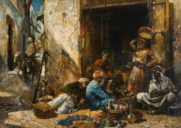A Busy Market  by Eugene Pavy - Hand-Painted Oil Painting Reproduction
