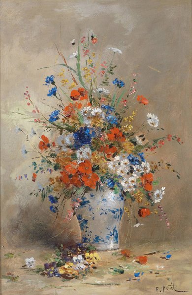 Blumenstillleben by Eugene Petit - Hand-Painted Oil Painting Reproduction