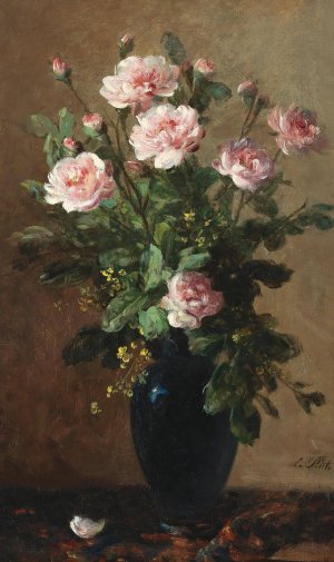 Bouquet of Roses in a Vase by Eugene Petit Oil Painting