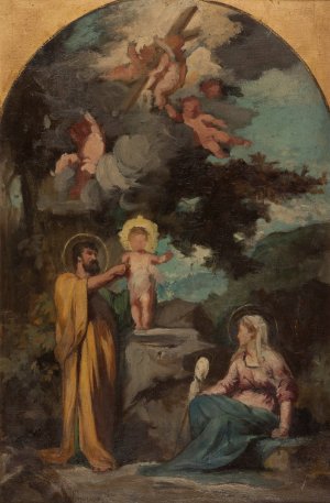 La Sainte Famille by Eugene Romain Thirion Oil Painting