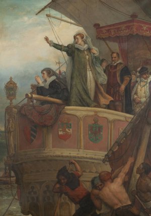 Adieux a la Chere France, 15 aout 1561 by Eugene Siberdt Oil Painting