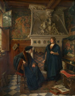 Erasmus and Quinten Massijs by Eugene Siberdt Oil Painting