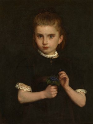 Girl holding Violets by Eugene Siberdt Oil Painting