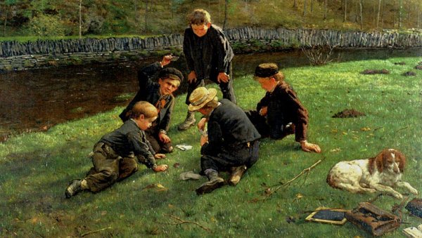 The Little Gamblers by Eugene Siberdt - Hand-Painted Oil Painting Reproduction