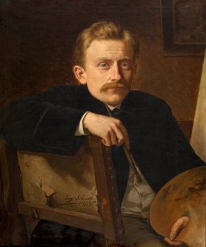 The Painter Hippolyte Van Soom by Eugene Siberdt Oil Painting