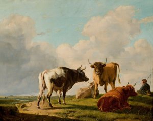 Cows in the Pasture by Eugene Verboeckhoven Oil Painting