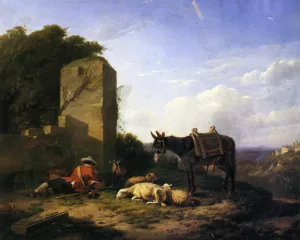 Shepherd's Rest by Eugene Verboeckhoven - Oil Painting Reproduction