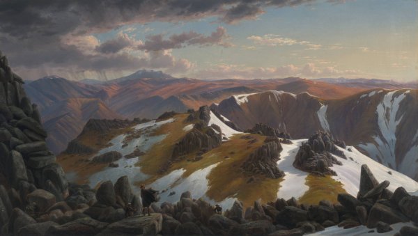 Main Product Photo of North-east view from the northern top of Mount Kosciusko Painting by Eugene Von Guerard