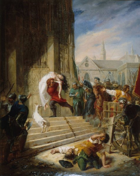 Quasimodo sauvant la Esmeralda des mains de ses bourreaux  by Eugenie Henry - Hand-Painted Oil Painting Reproduction