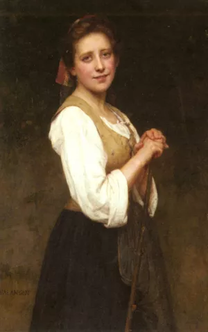 A Young Shepherdess Oil painting by Eugenie Marie Salanson