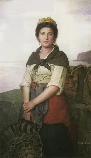 Fisherwoman by Eugenie Marie Salanson - Oil Painting Reproduction