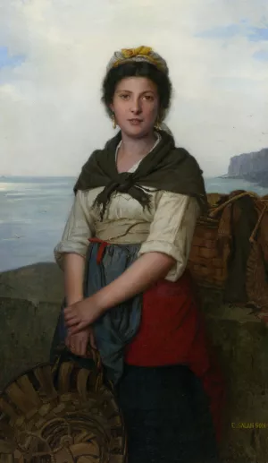 The Fishergirl by Eugenie Marie Salanson Oil Painting