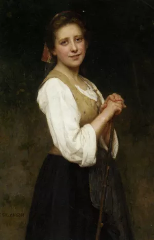 Young Shepherdess by Eugenie Marie Salanson - Oil Painting Reproduction