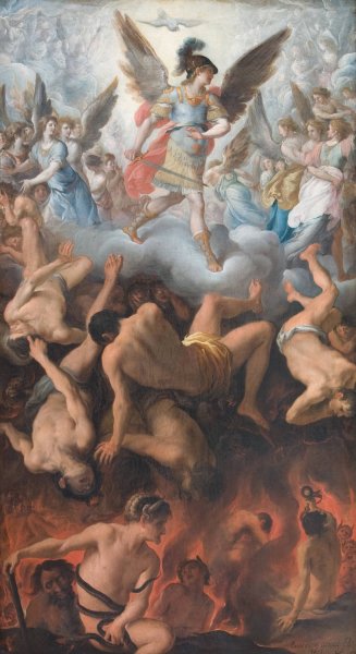 The Fall of the Rebel Angels  by Eugenio Cajes - Hand-Painted Oil Painting Reproduction