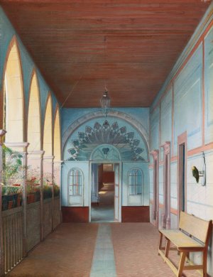 Corredor De La Casa De La Mina De Mellado En Guanajuato by Eugenio Landesio Oil Painting