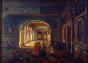 The Antesacristy of the Franciscan Convent by Eugenio Landesio Oil Painting