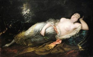Maja dormida by Eugenio Lucas Velazquez Oil Painting
