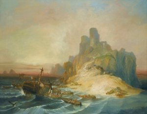 Naufragio En La Costa by Eugenio Lucas Velazquez Oil Painting