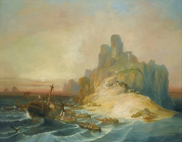 Naufragio En La Costa  by Eugenio Lucas Velazquez - Hand-Painted Oil Painting Reproduction