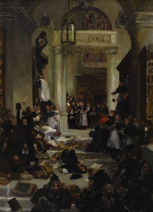 Rebellion In The Monastery by Eugenio Lucas Velasquez Oil Painting