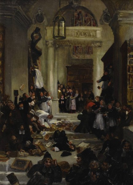Rebellion In The Monastery by Eugenio Lucas Velasquez - Hand-Painted Oil Painting Reproduction