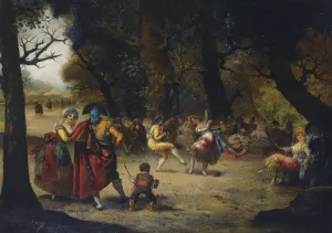 Baile En El Campo Oil painting by Eugenio Lucas Villamil