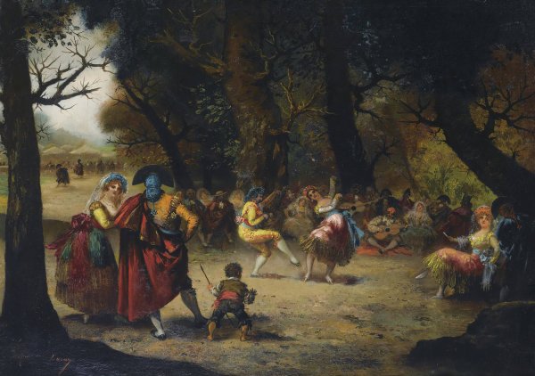 Main Product Photo of Baile En El Campo  Painting by Eugenio Lucas Villamil