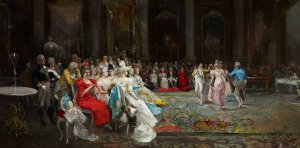 Dance at the Palace by Eugenio Lucas Villamil Oil Painting