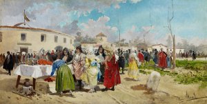 Entering the Bullring in Sunshine by Eugenio Lucas Villamil Oil Painting