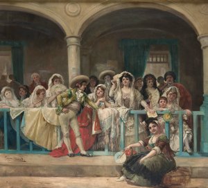 In the Box by Eugenio Lucas Villamil Oil Painting