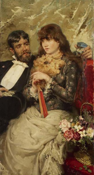Hombre y Mujer by Eugenio Oliva y Rodrigo - Hand-Painted Oil Painting Reproduction