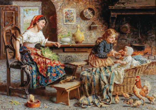 Main Product Photo of A Happy Family Painting by Eugenio Zampighi