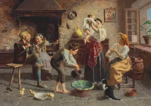 Bath Time by Eugenio Zampighi Oil Painting