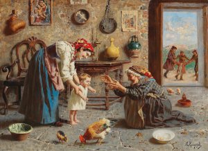 First Steps by Eugenio Zampighi Oil Painting