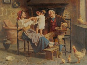 First steps by Eugenio Zampighi Oil Painting
