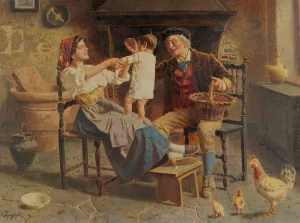First steps by Eugenio Zampighi Oil Painting
