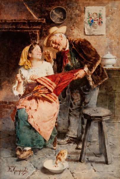 Main Product Photo of Follies of Old Age Painting by Eugenio Zampighi