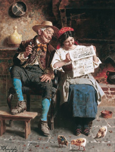 Good Tidings by Eugenio Zampighi - Hand-Painted Oil Painting Reproduction