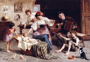 The Centre of Attention by Eugenio Zampighi Oil Painting