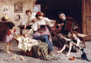 The Centre of Attention by Eugenio Zampighi Oil Painting