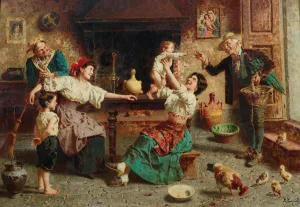 The Happy Family by Eugenio Zampighi Oil Painting