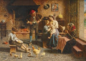 The new baby by Eugenio Zampighi Oil Painting